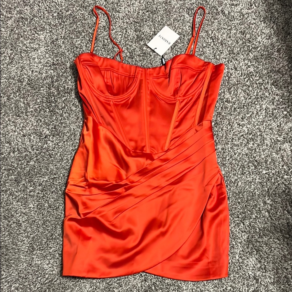 Bardot Red Satin Dress